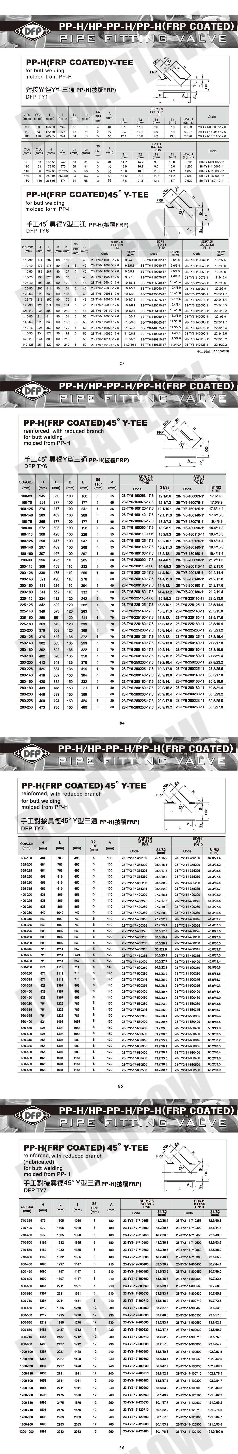 PP FRP Y-TEE for Butt Welding