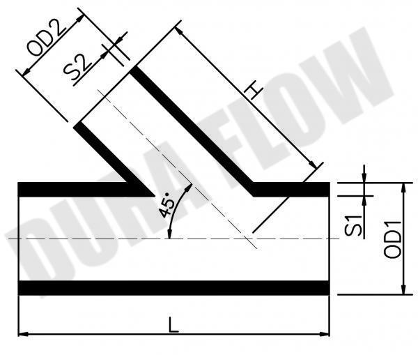 REDUCED 45D Y-TEE (B/W)