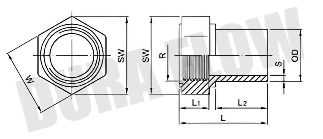HDPE FEMALE ADAPTOR-B/W