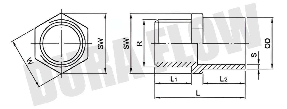 HDPE MALE ADAPTOR-B/W