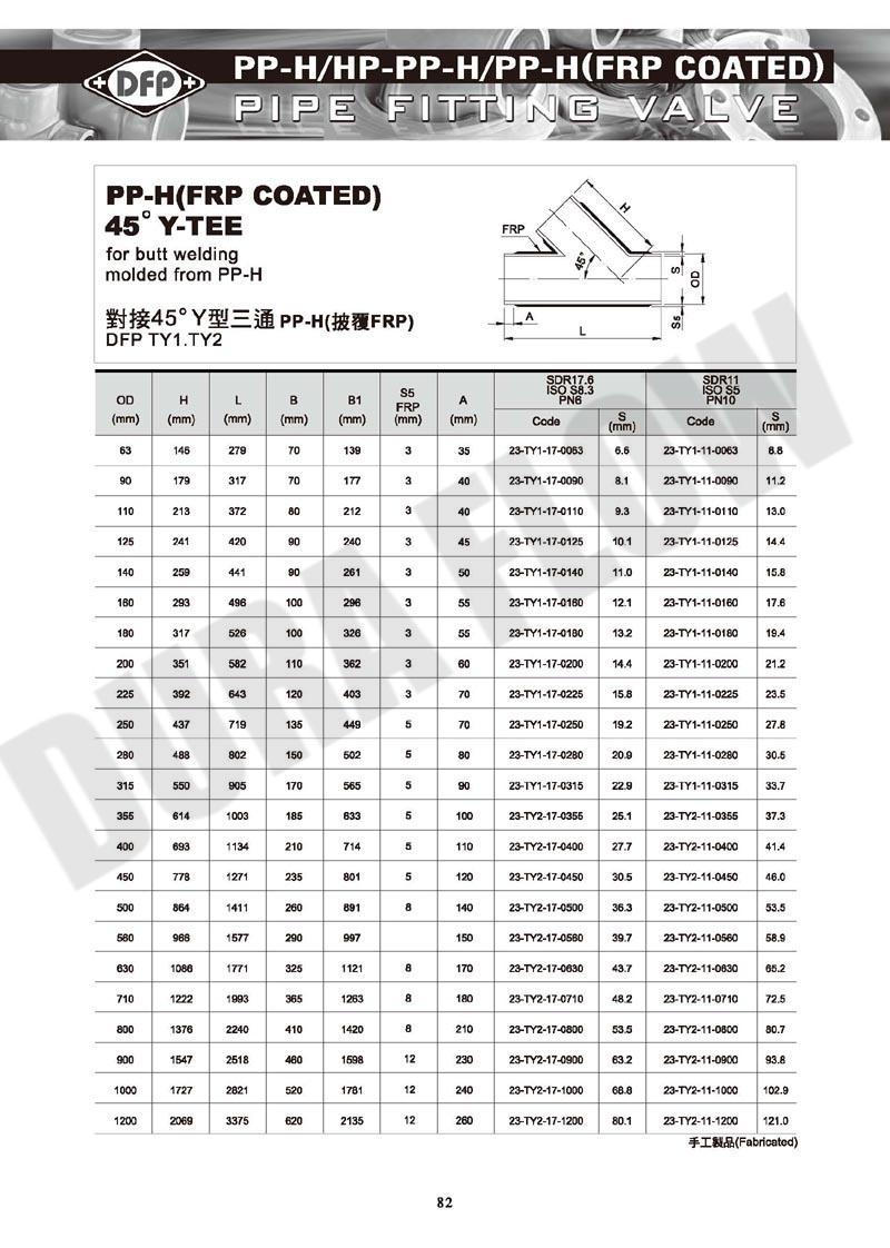 PP FRP 對接45度Y型三通