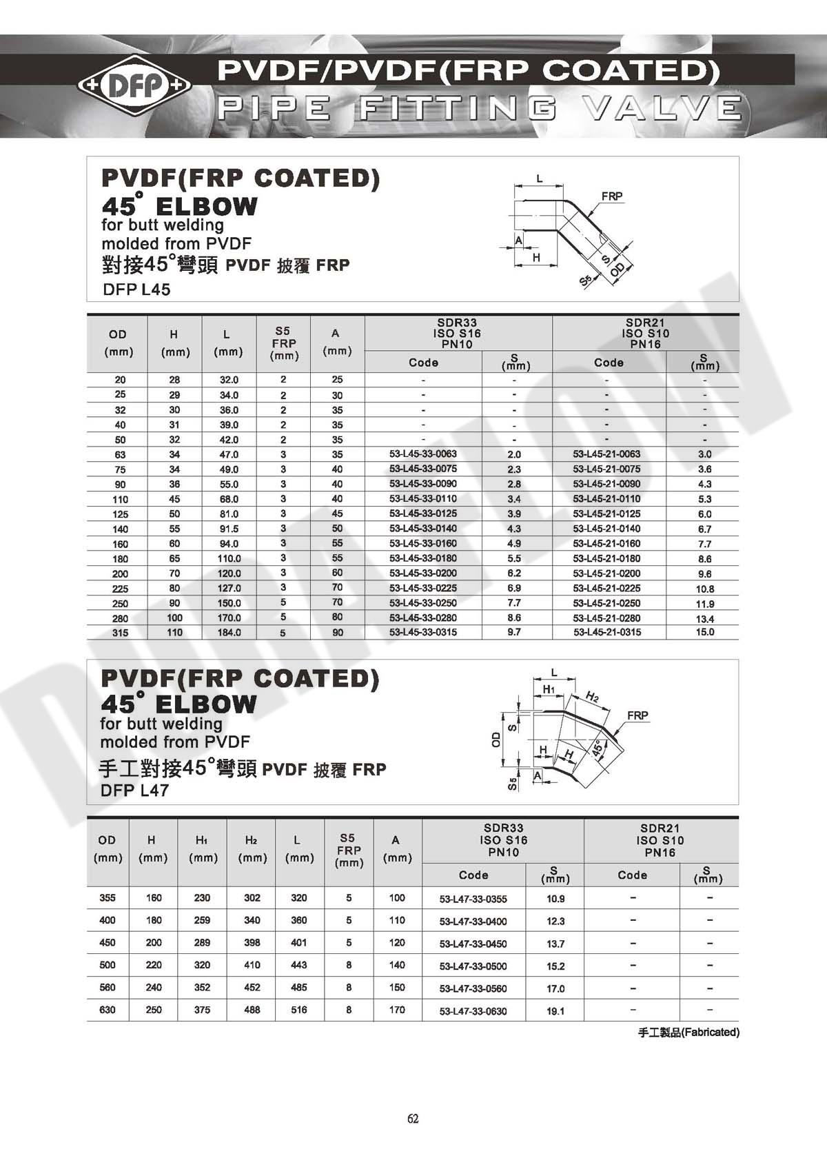 FRP 对接45度弯头
