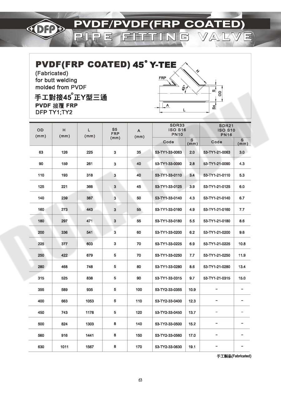 FRP 手工对接45度正Y型三通