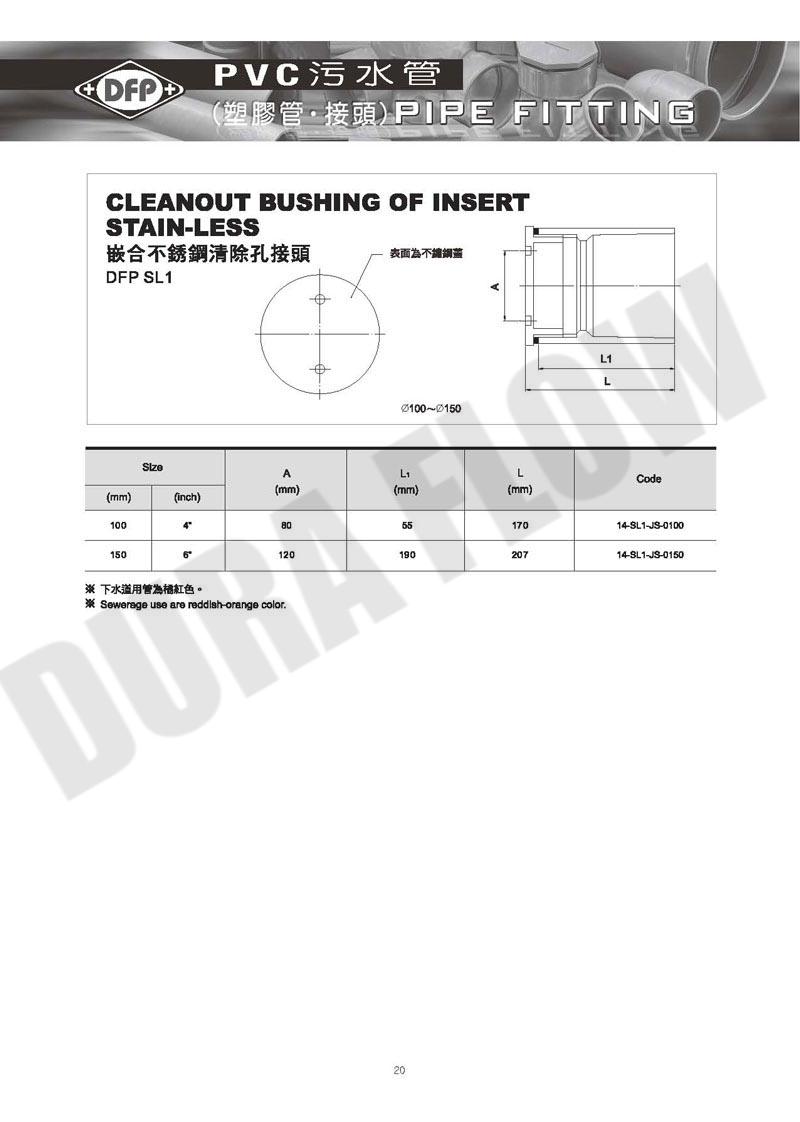 PVC 嵌合不锈钢清除孔接头
